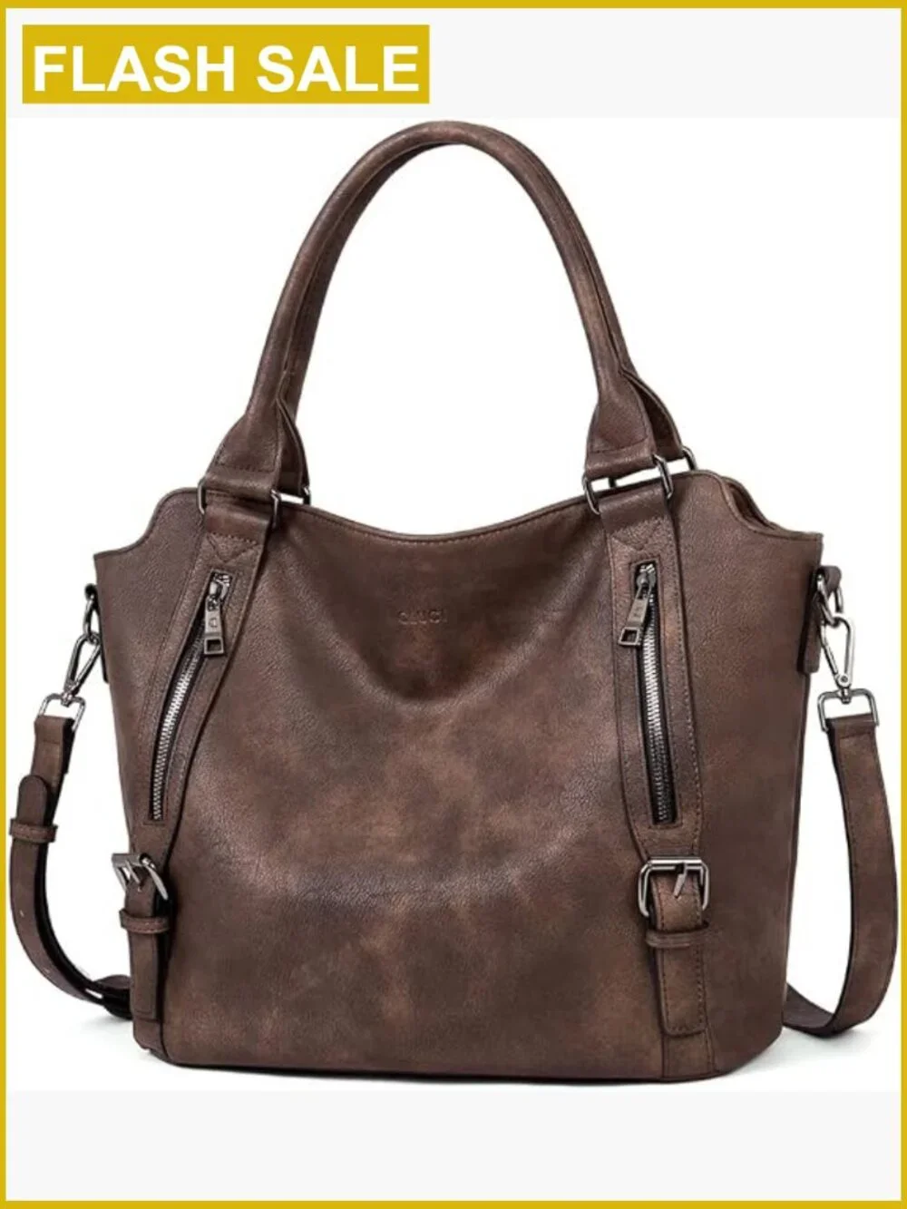 Large Hobo Bag with Multiple Pockets, Water Repellent Vegan Leather Shoulder Bag